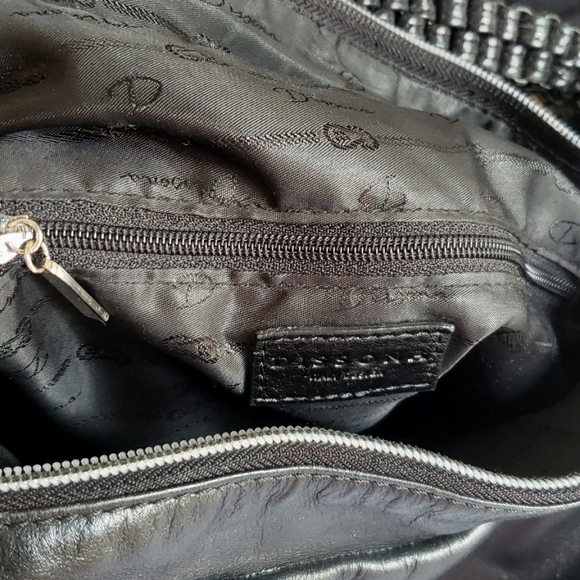 Dissona Italy Design Large Black Leather HOBO Tassel Shoulder Bag Handbag Purse - Picture 8 of 10